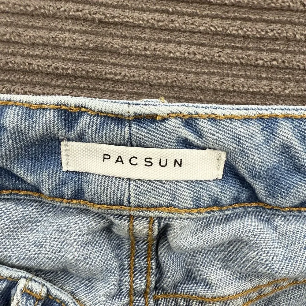 Pacsun Mom Jeans‎ Women 25 Blue Cotton Colorblock Patchwork Light Wash Comfort.